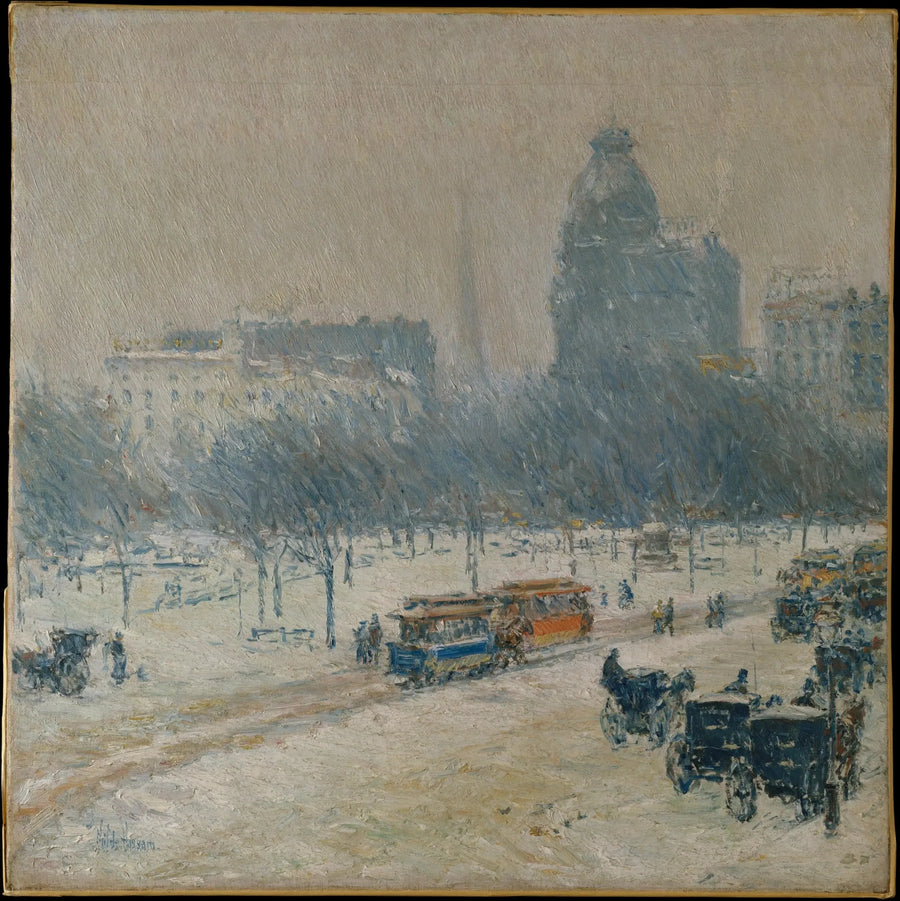 Vinter i Union Square - Childe Hassam
