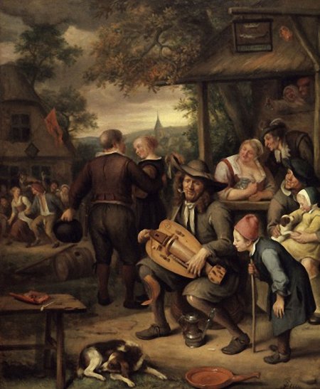 L'homme à la vielle à roue - Jan Steen image 1 copie peinte à la main à l’huile