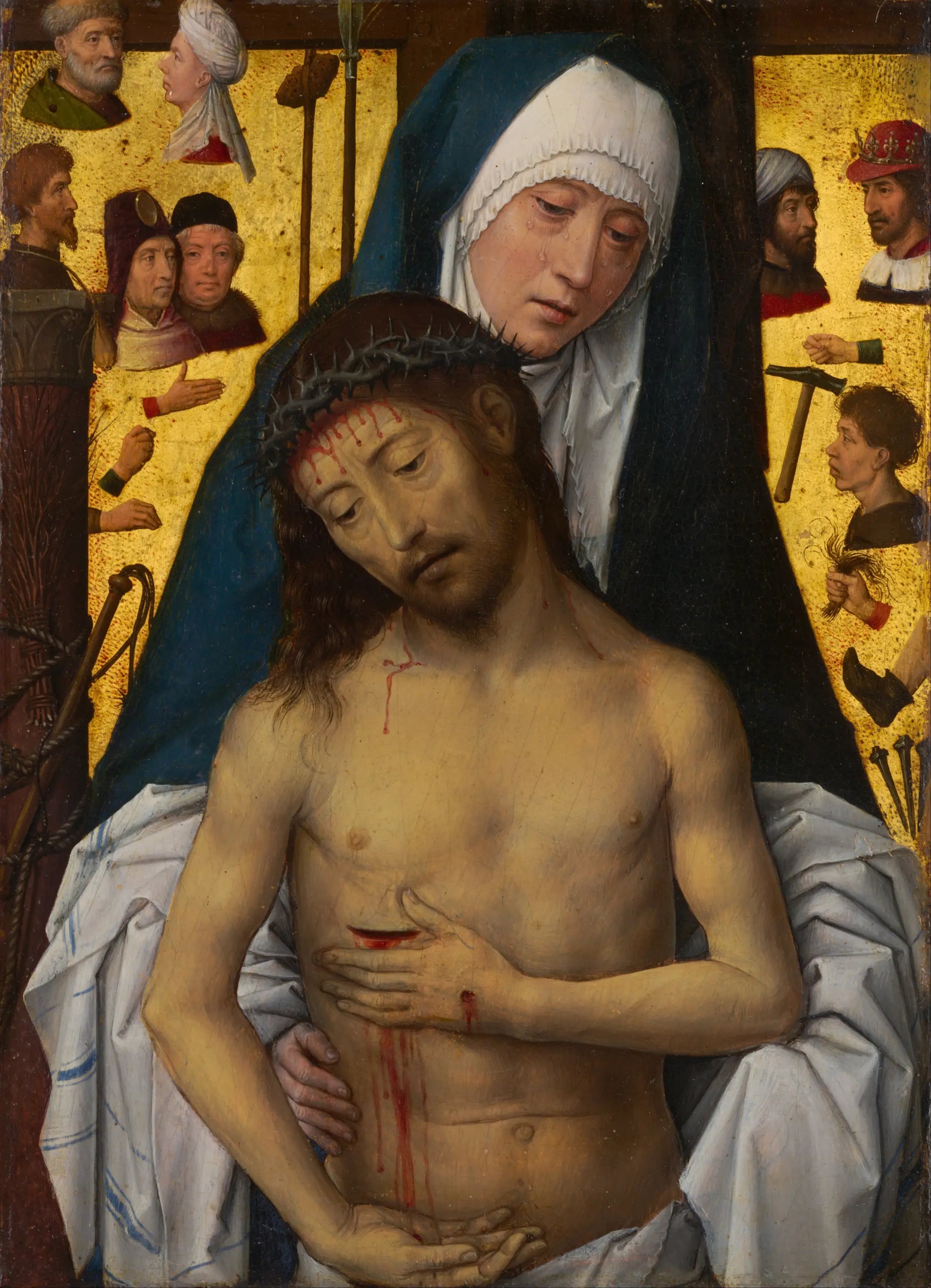 L'Homme des Douleurs dans les bras de la Vierge - Hans Memling image 1 copie de tableau peinte à la main