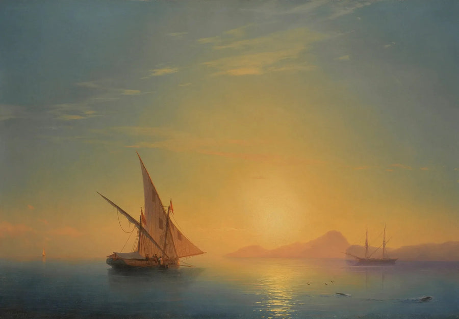 Ischia-øen ved solnedgang (Solnedgang over Ischia) - Ivan Aïvazovski