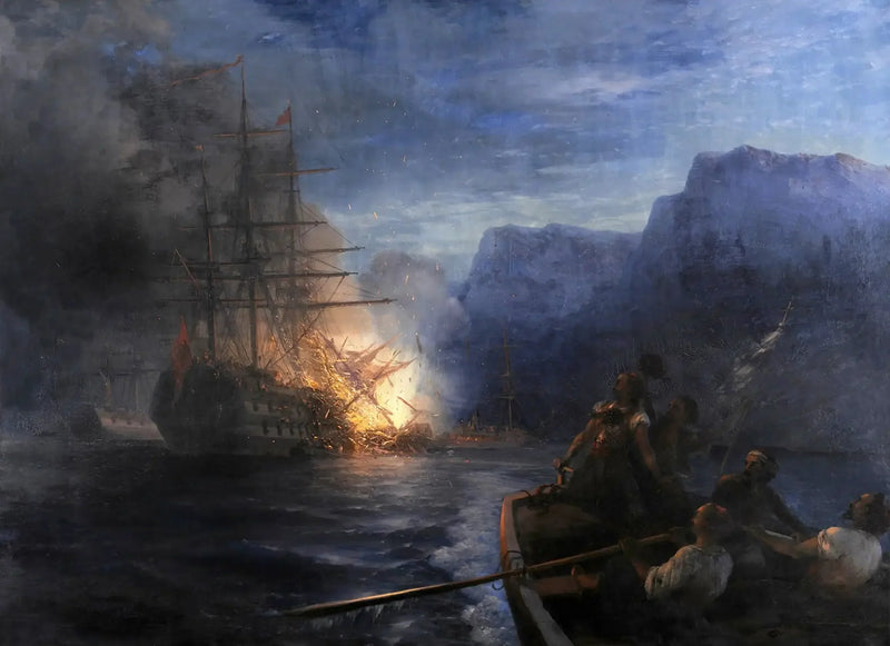 Branden på det tyrkiske flagskib af Kanáris - Ivan Aïvazovski