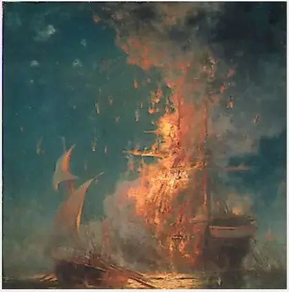 Branden af « Philadelphia » - Edward Moran