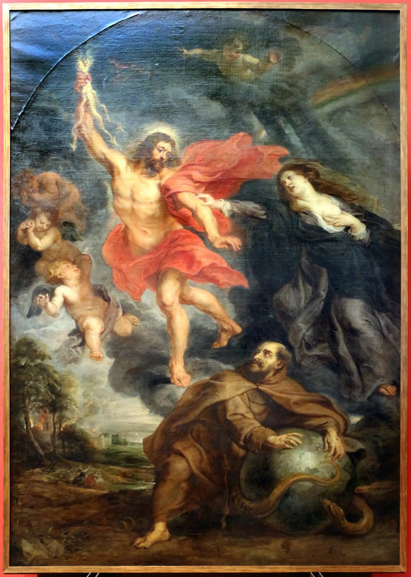 Jomfruens og Sankt Franciskus' forbøn, der stopper de guddommelige lyn - Peter Paul Rubens