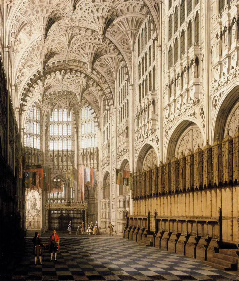 Indre af Henri VII's kapel i Westminster-klosteret - Canaletto