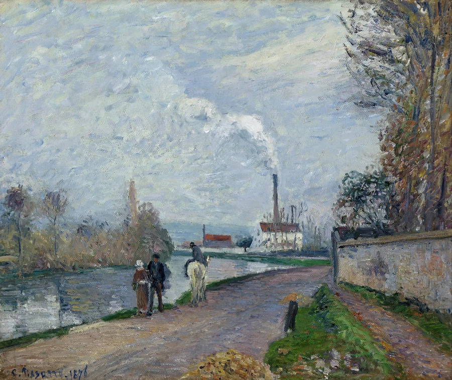 Oise ved Pontoise, gråvejr - Camille Pissarro
