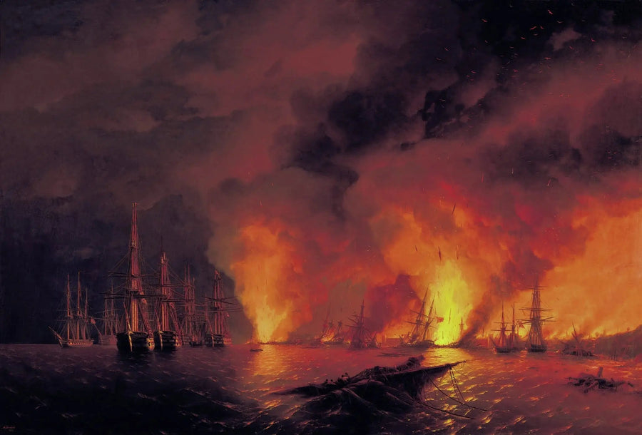 Slaget ved Sinop, den 18. november 1853 (Natten efter slaget). - Ivan Aïvazovski