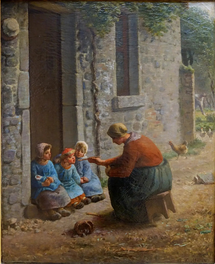 La Becquée - Jean-François Millet image 1 reproduction de peinture à l’huile