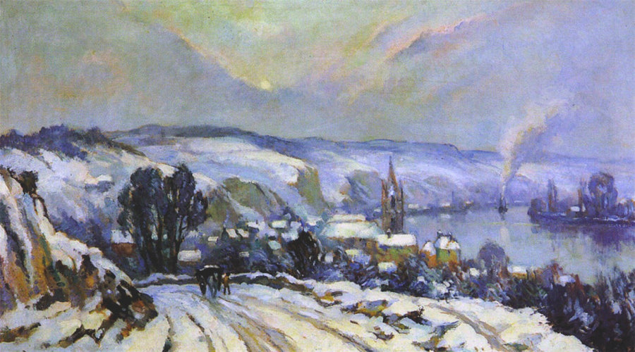 La Bouille under sneen - Robert Antoine Pinchon