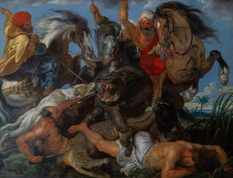 Jagt på hippopotamus og krokodille - Peter Paul Rubens
