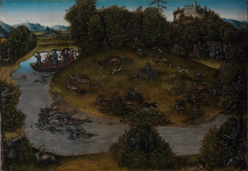 Jagt på hjorten af Elector Frederik den Vise (1463-1525) fra Sachsen - Lucas Cranach den Ældre