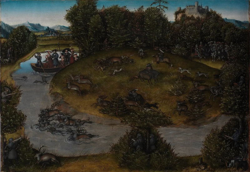 Jagt på hjorten af Elector Frederik den Vise (1463-1525) fra Sachsen - Lucas Cranach den Ældre
