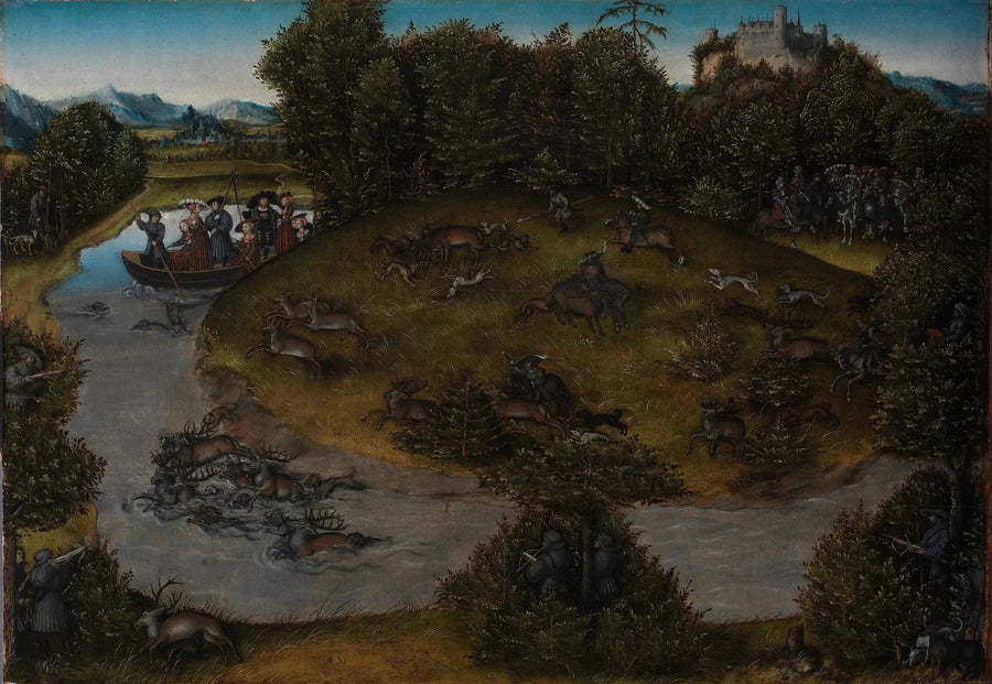 Jagt på hjorten af Elector Frederik den Vise (1463-1525) fra Sachsen - Lucas Cranach den Ældre