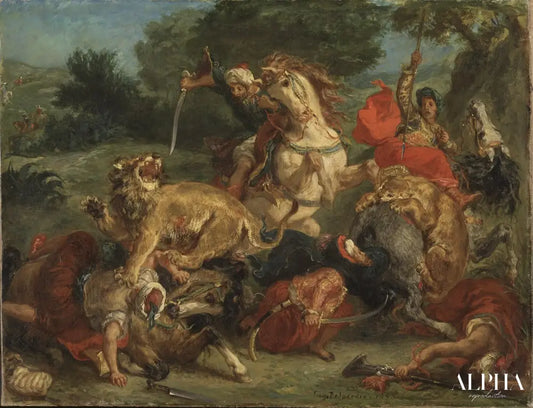 La chasse aux lions - Eugène Delacroix - Reproductions de tableaux et peintures haut de gamme