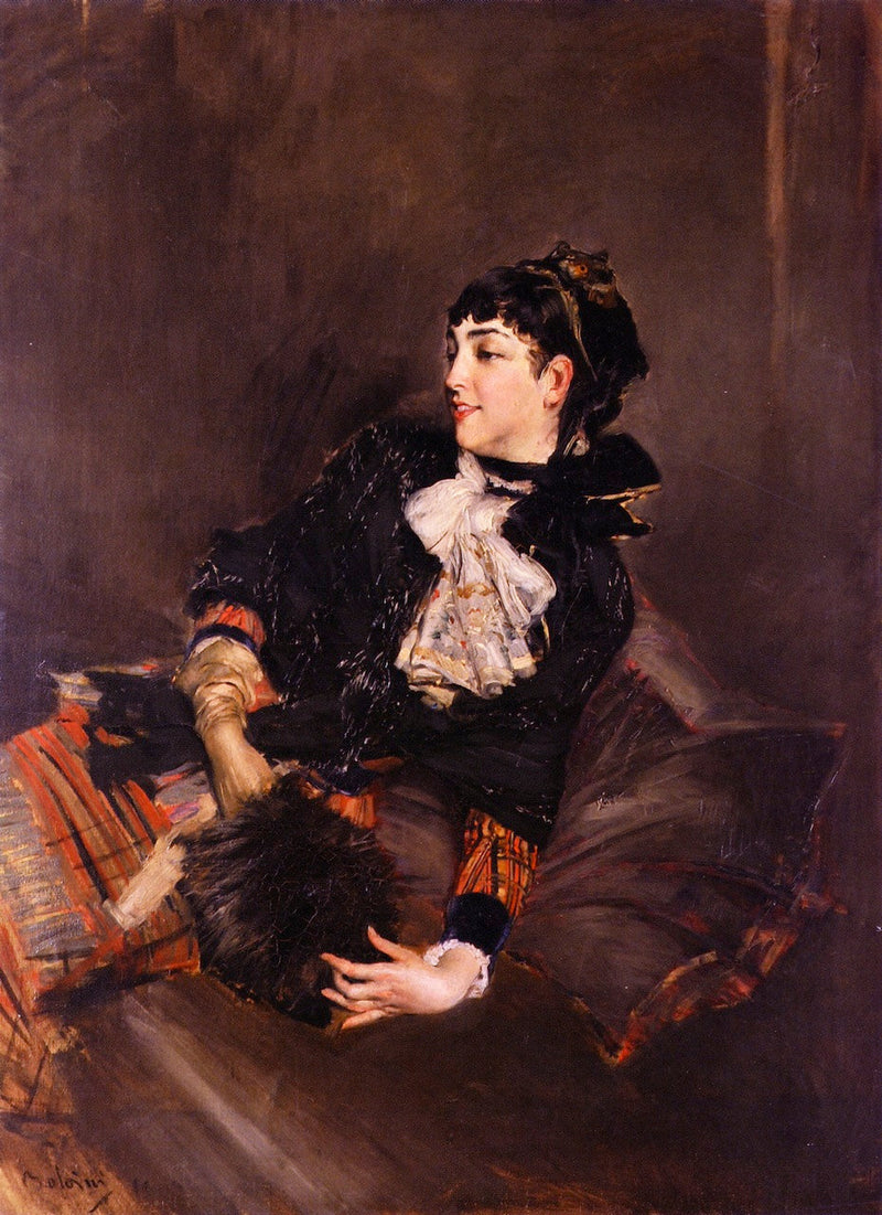 Grevinde Gabrielle de Rasty på en sofa - Giovanni Boldini