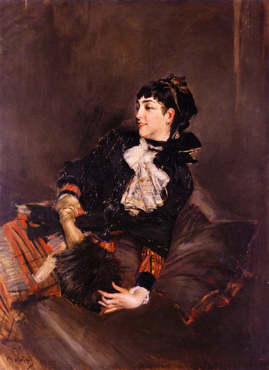 Grevinde Gabrielle de Rasty på en sofa - Giovanni Boldini