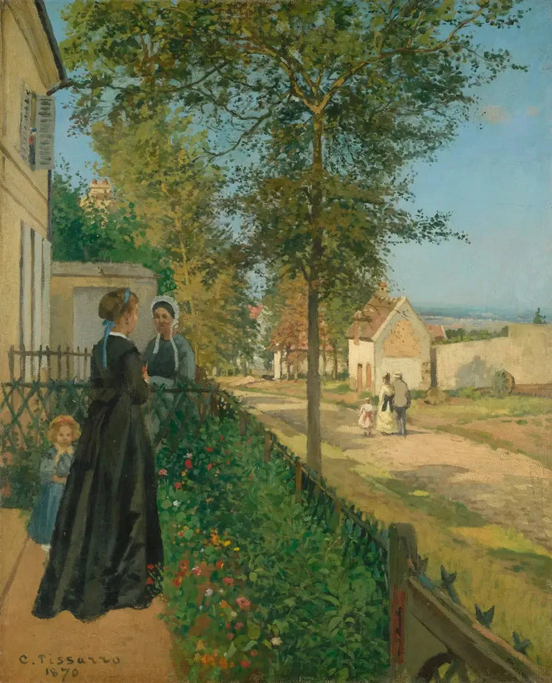 Samtalen, Louveciennes - Camille Pissarro