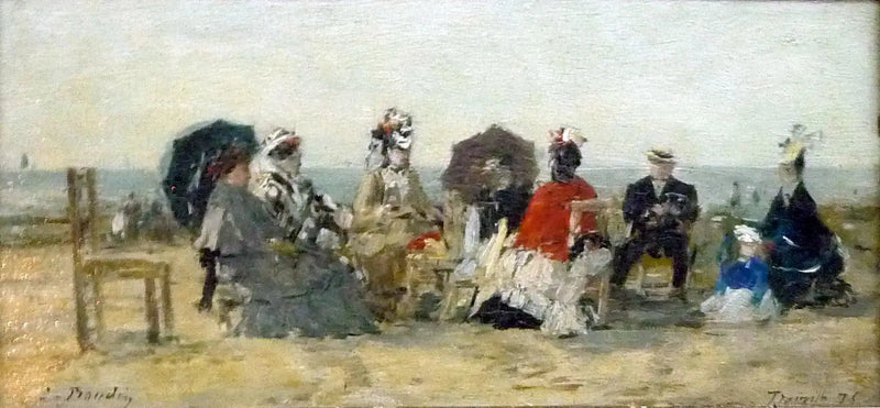 Samtalen på stranden i Trouville - Eugène Boudin