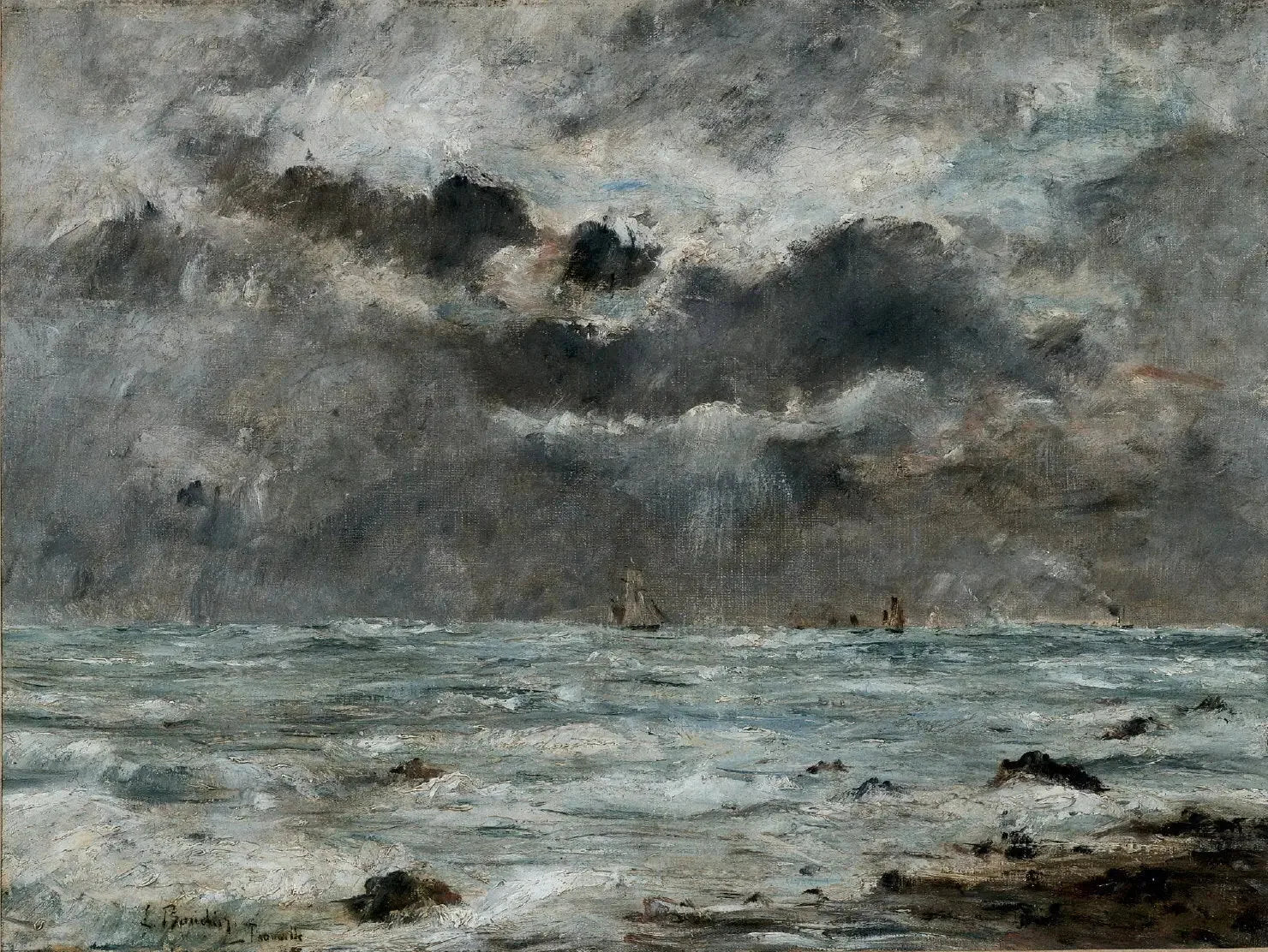 La côte à Trouville - Eugène Boudin image 1 copie de tableau peinte à la main