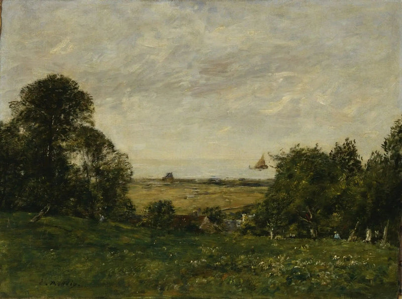 Kysten nær Trouville, udsigt fra højderne - Eugène Boudin