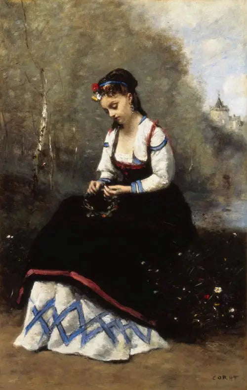 La krans af blomster - Jean-Baptiste Camille Corot