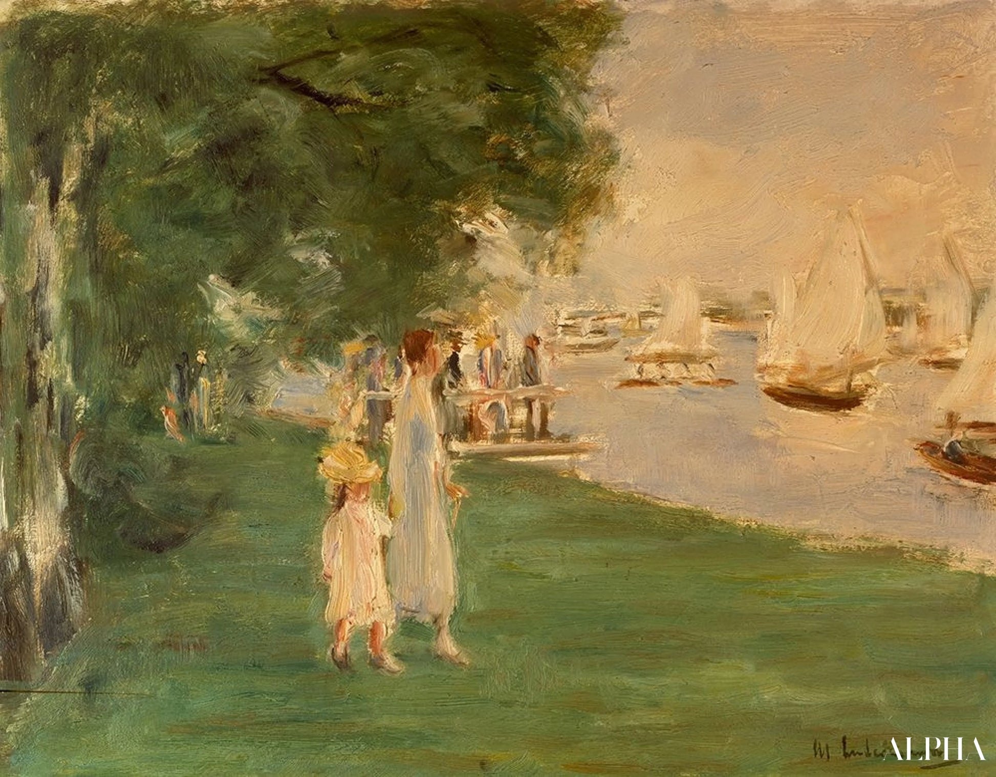 Yachtløbet, landskab ved Wannsee - Max Liebermann - Reproduktioner af malerier og højkvalitets malerier