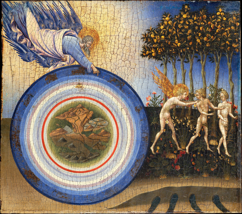 Verdens skabelse, og Adam og Eva udvist fra Paradis - Giovanni di Paolo