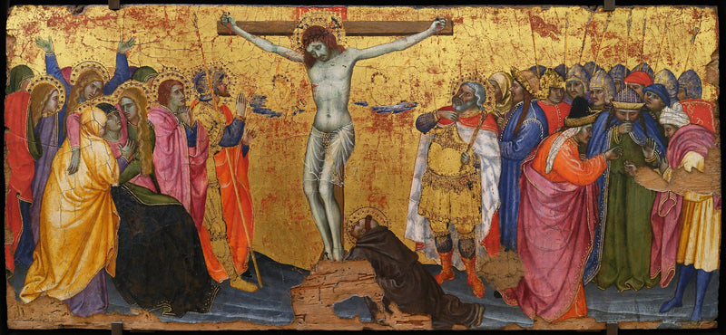 Korsfæstelsen med Saint Frans knælende med stigmata - Taddeo di Bartolo