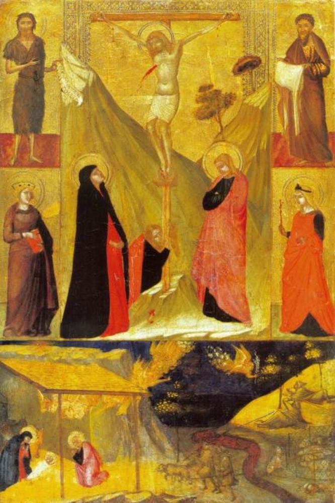 Korsfæstelsen, Jomfrufødsel og de Hellige - Ambrogio Lorenzetti