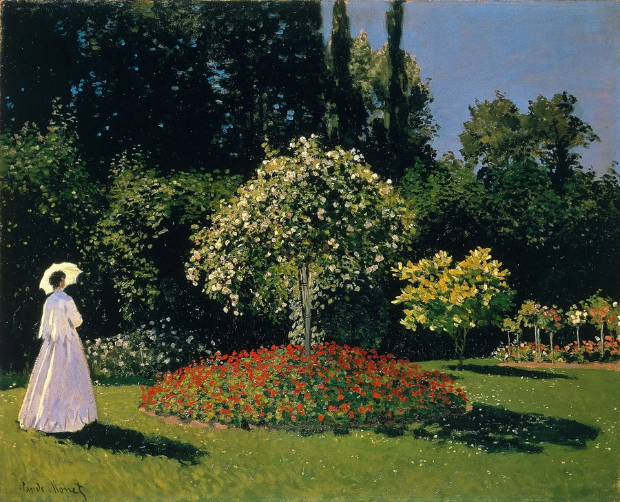 Damen i hvid i haven - Claude Monet