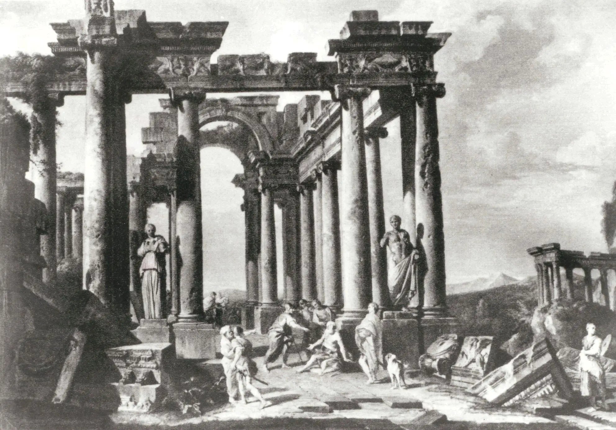 La découverte de Bélisaire dans des ruines antiques. - Giovanni Paolo Panini - Alpha Reproduction