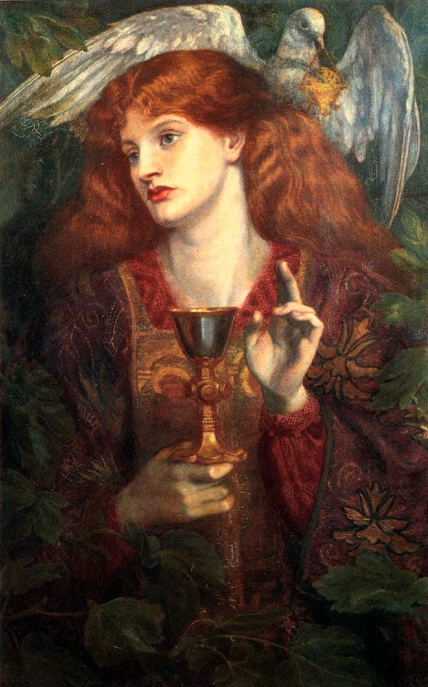 Den unge pige af Den hellige gral - Dante Gabriel Rossetti