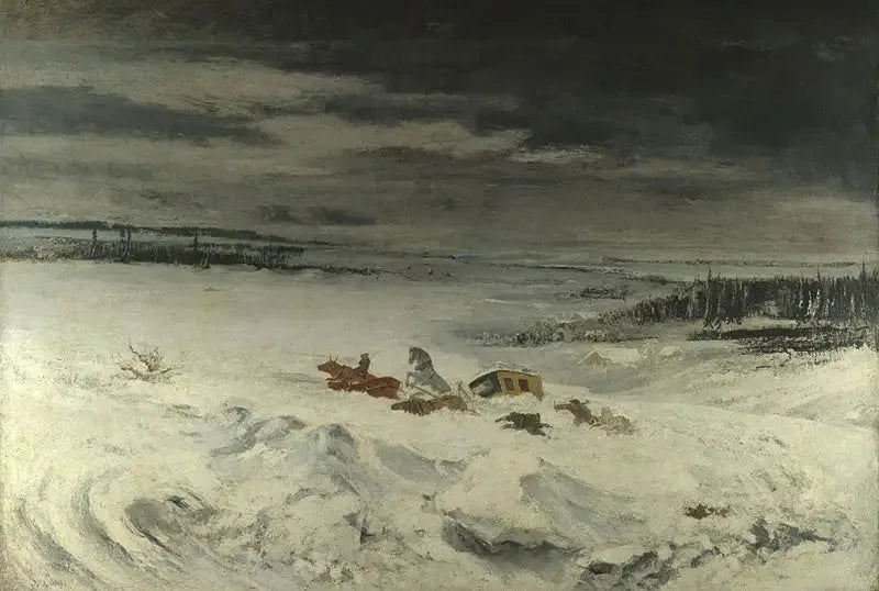 Diligencen i sneen - Gustave Courbet