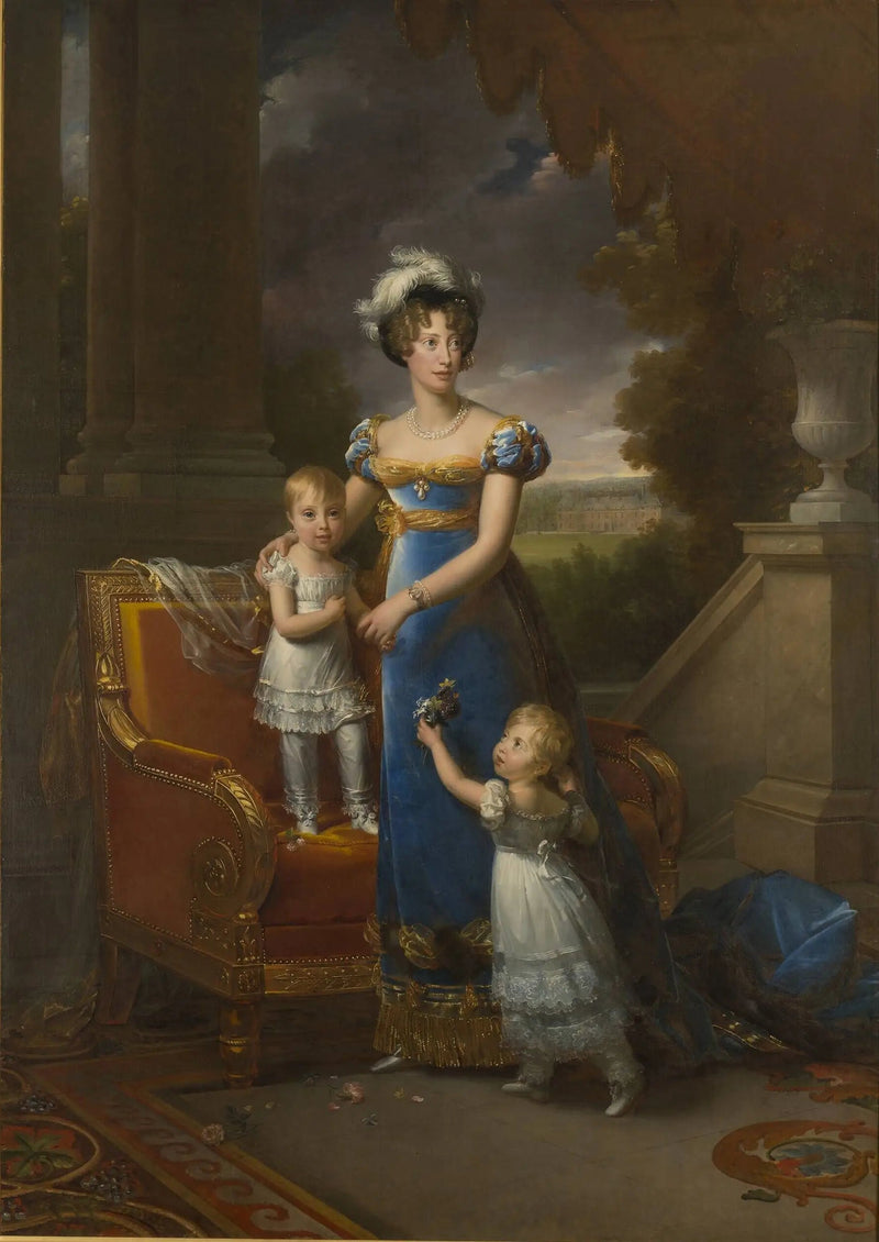 Dronningens hertuginde af Berry og hendes børn foran Château de Rosny - François Gérard