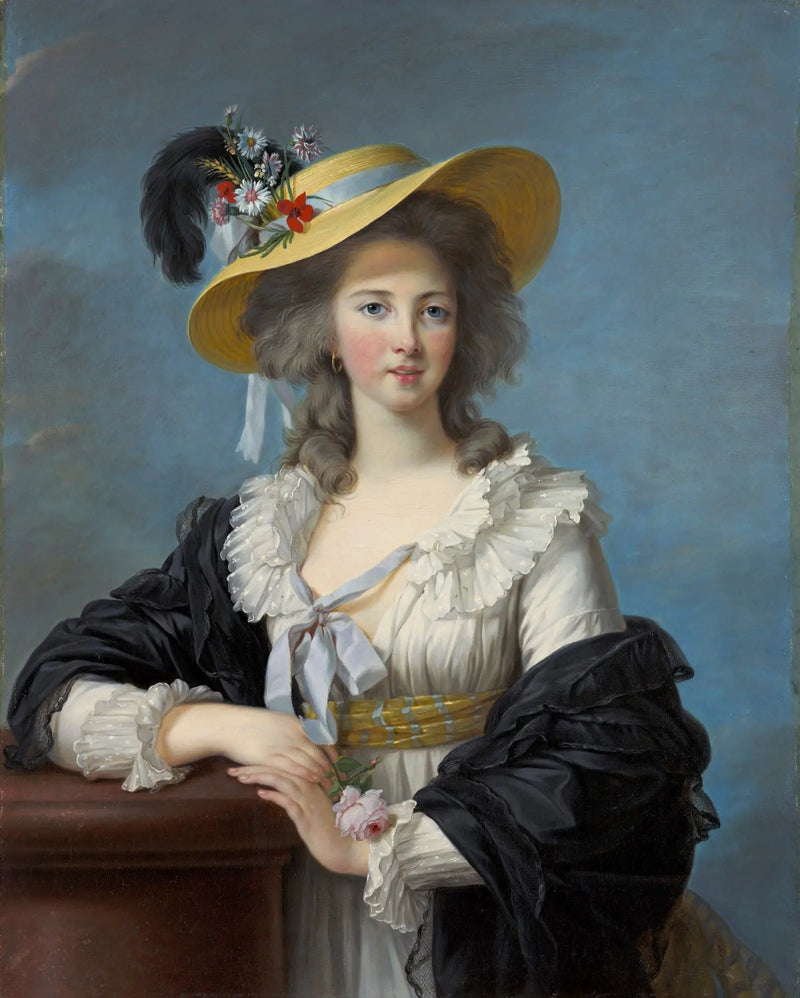 Dronninginde af Polignac iført en stråhat - Élisabeth Vigée Le Brun