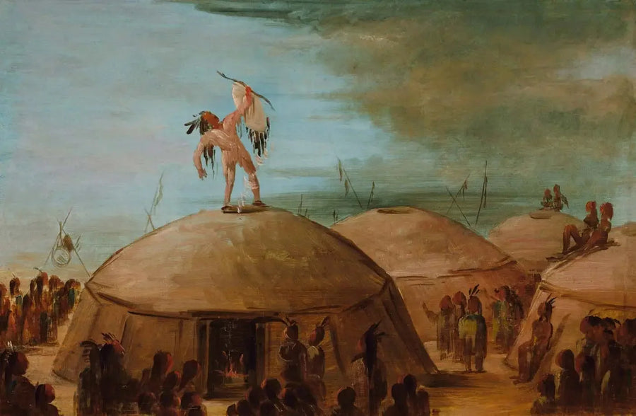 La fabrication de la pluie hos Mandan - George Catlin