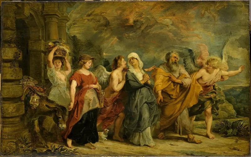 Loth-familien forlader Sodoma - Peter Paul Rubens