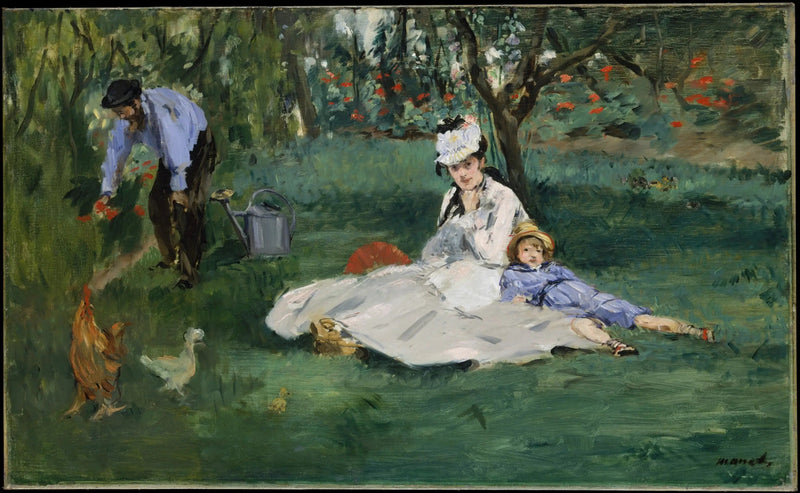 Monet-familien i deres have i Argenteuil - Édouard Manet