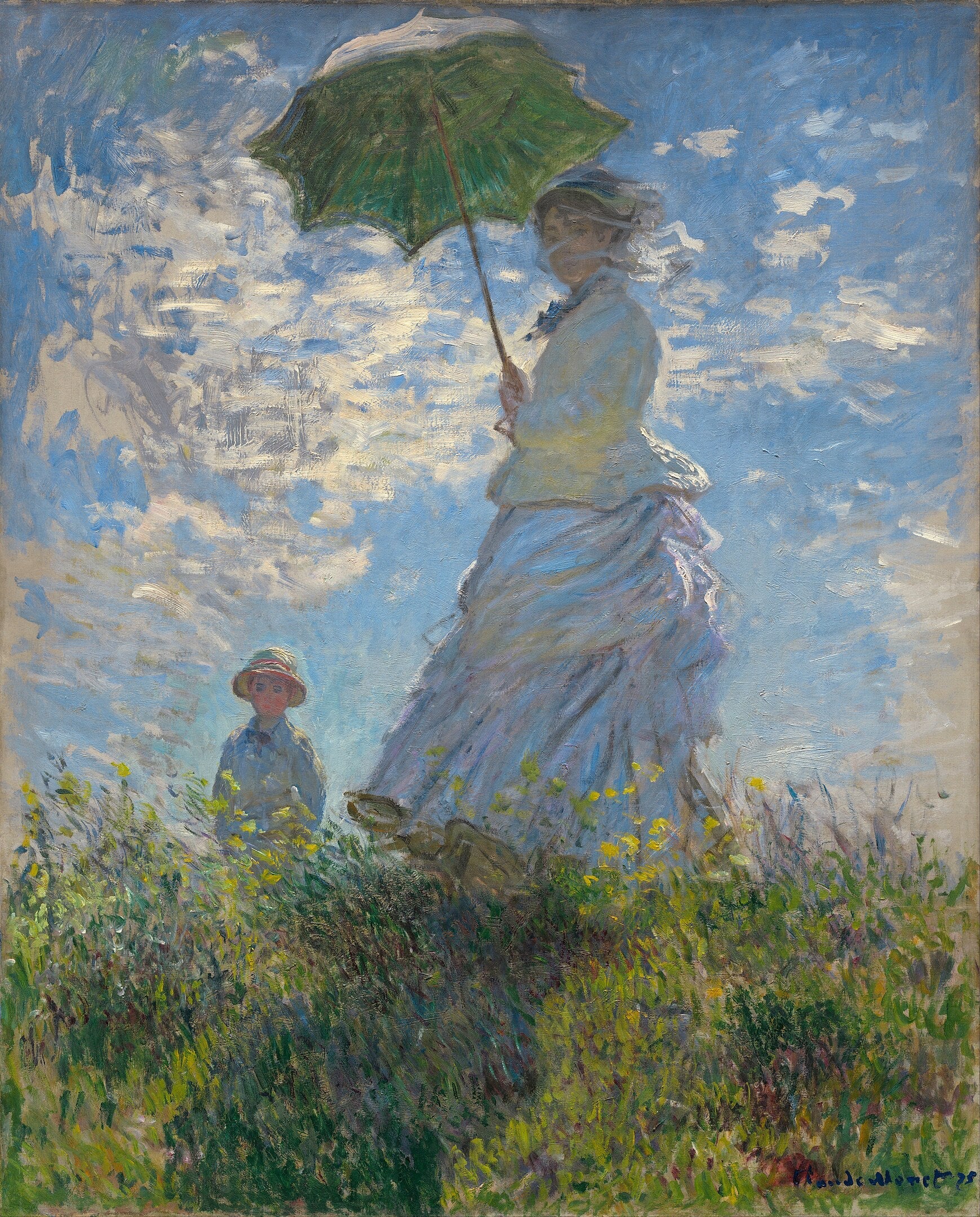 Kvinden med parasol — Madame Monet og hendes søn (spadsereturen) - Claude Monet