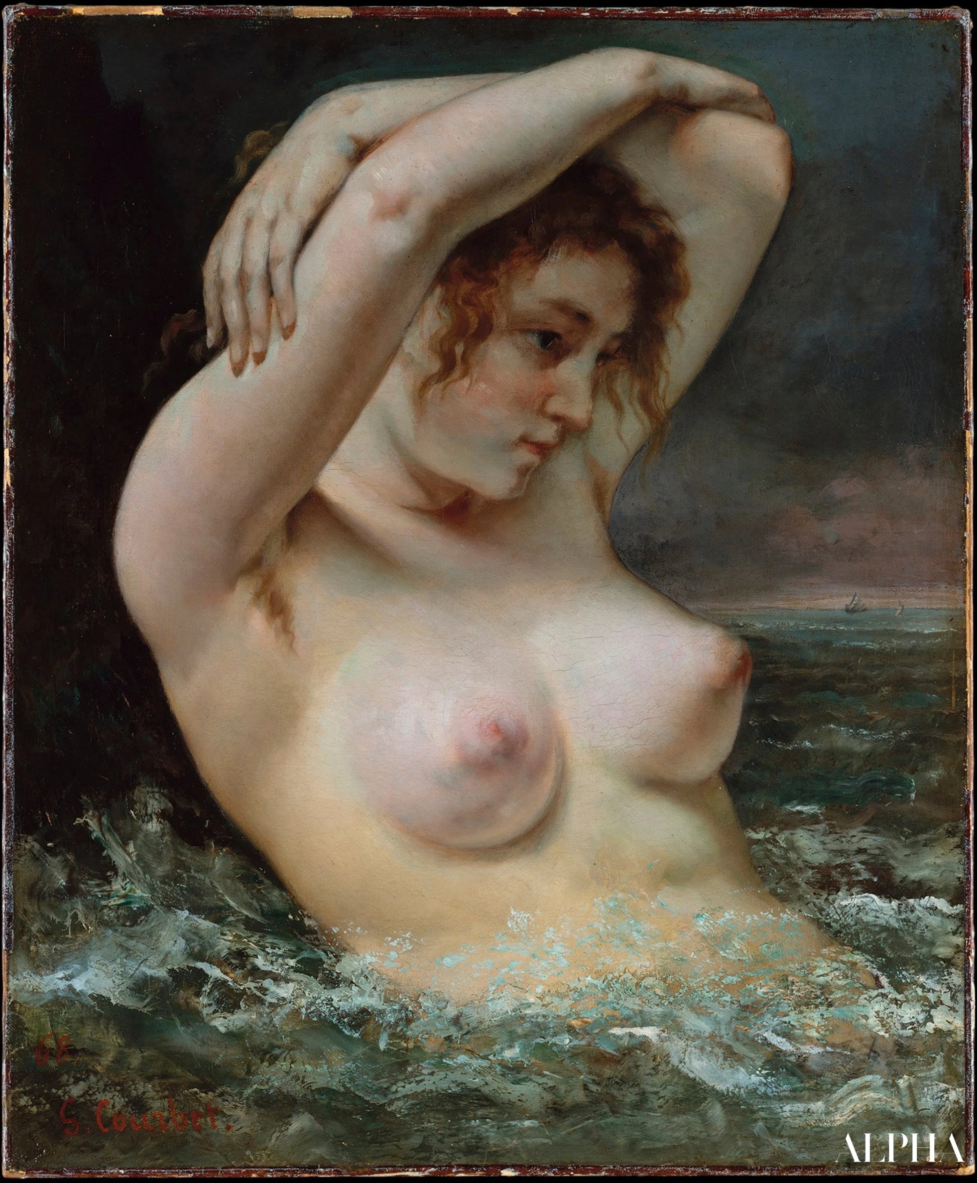 Kvinden ved bølgen - Gustave Courbet - Reproduktioner af malerier og højkvalitets malerier