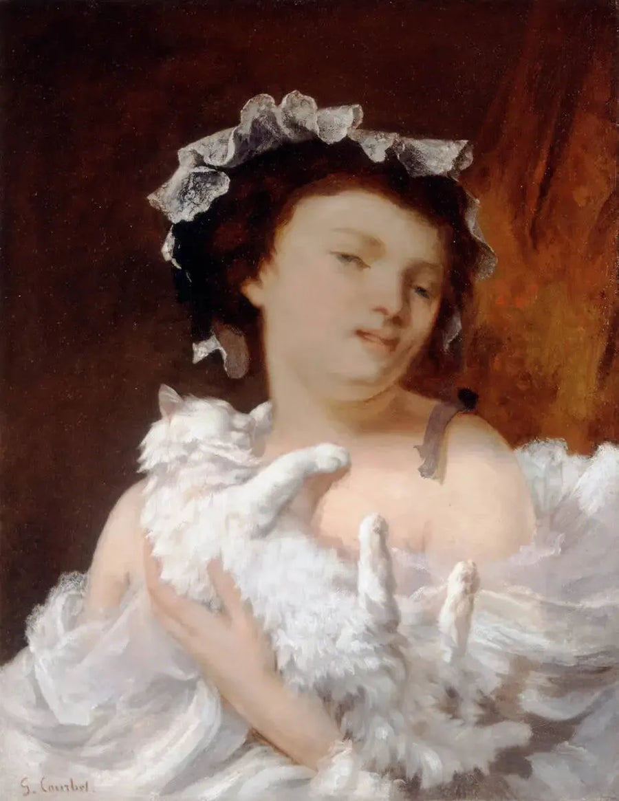 Kvinden med katten - Gustave Courbet