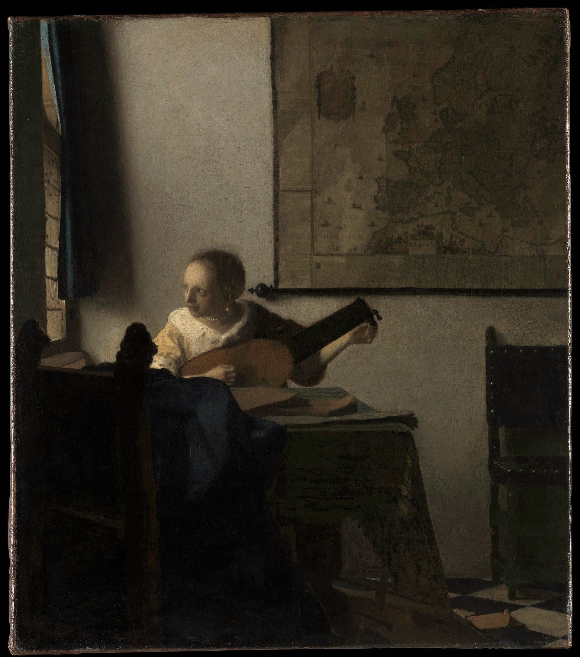 Reproduction du tableau « La Femme au luth - Johannes Vermeer » par Alpha Reproduction en peinture à l’huile