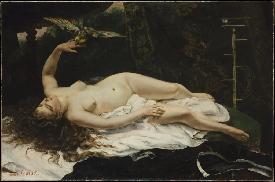 Kvinden med papegøjen - Gustave Courbet