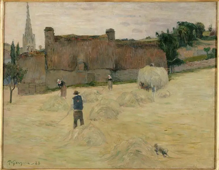 Høsten i Bretagne (forside) ; Blomsterbuket foran et åbent vindue mod havet (bagside) - Paul Gauguin