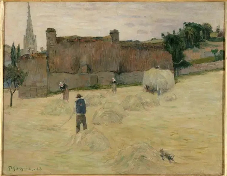 Høsten i Bretagne (forside) ; Blomsterbuket foran et åbent vindue mod havet (bagside) - Paul Gauguin