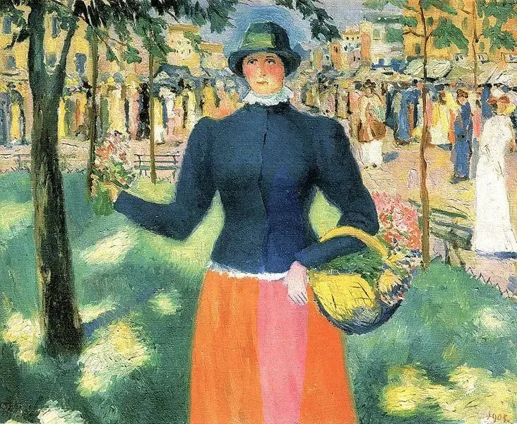 Pigen med blomster II - Kazimir Malevich