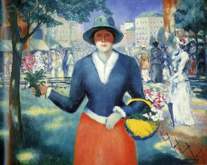 Pigen med blomster III - Kazimir Malevich