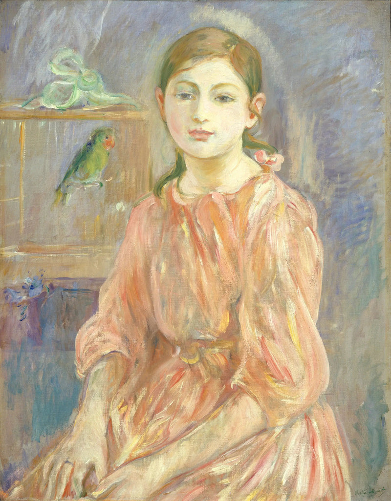 Kunstnerens datter med en parakit - Berthe Morisot