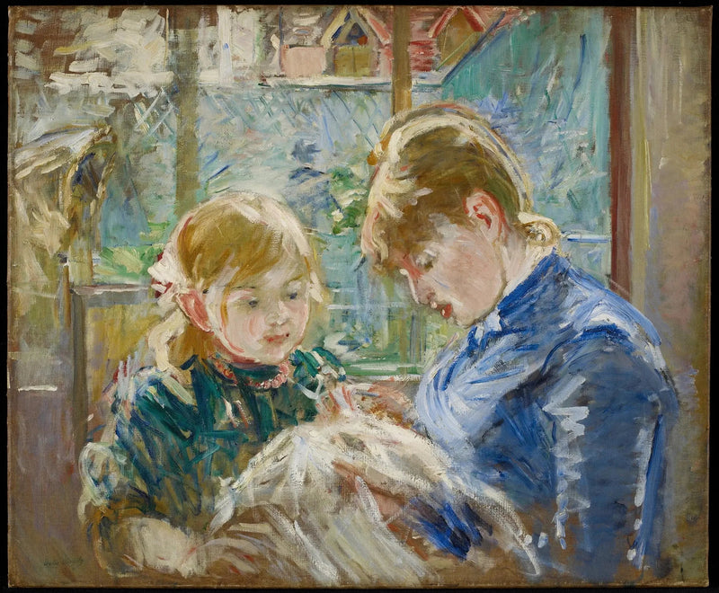 Kunstnerens datter, Julie, med sin barnepige - Berthe Morisot