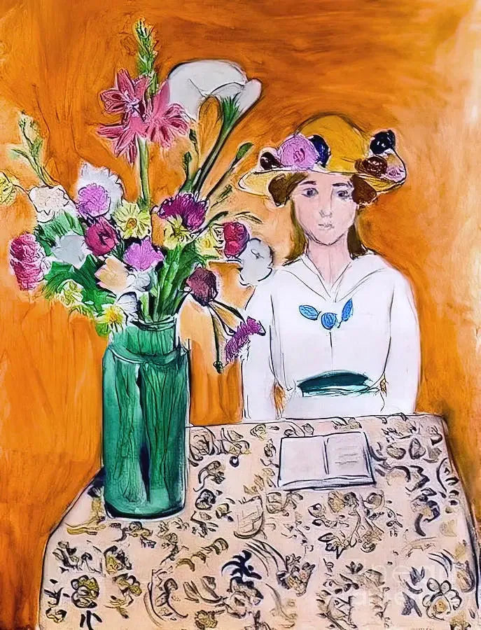 Pigen i hvidt og buketten - Henri Matisse