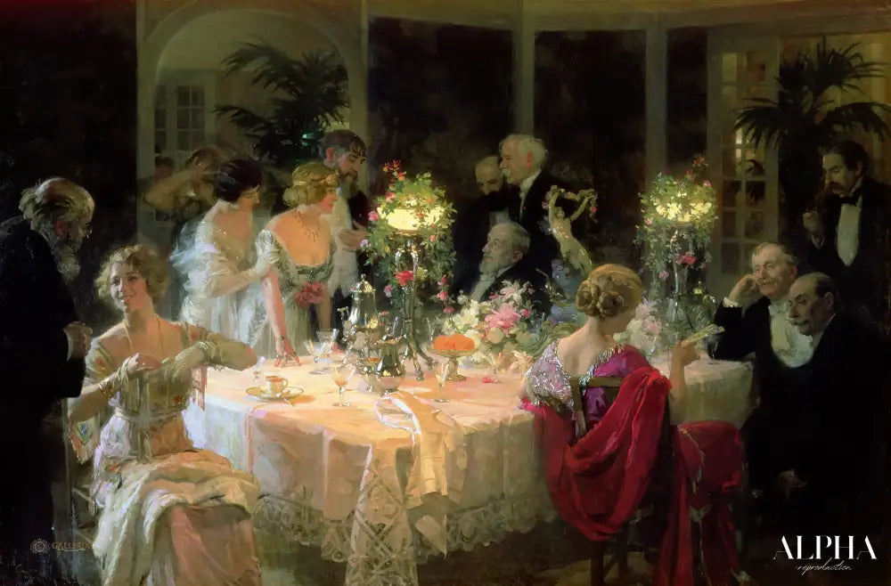 La fin du dîner - Jules Grün - Reproductions de tableaux et peintures haut de gamme